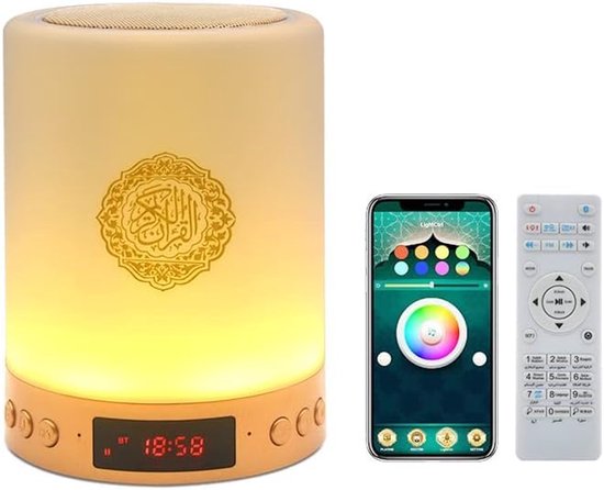 Koran Luidspreker met Afstandsbediening - Draagbare LED Bluetooth Touch Cube Muziekspeler, MP3, Nachtlampje & Azan Luidspreker voor Buiten, Nachtkastje of Bureau van Zoonisers