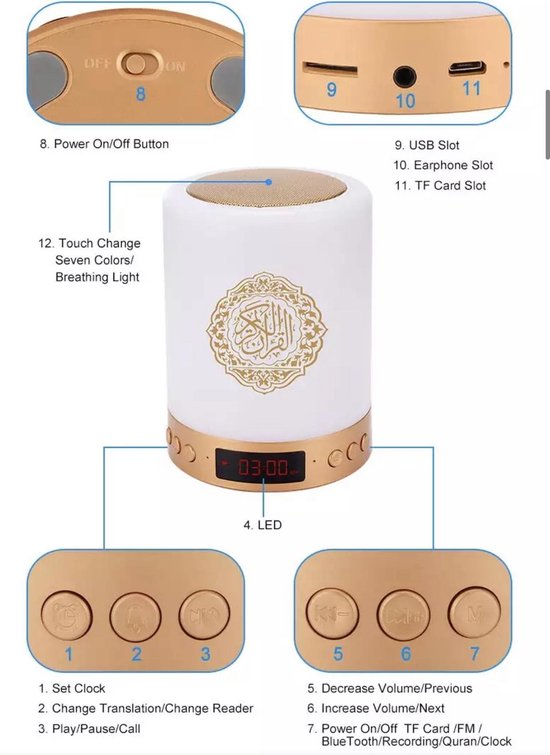 Koran Speaker - Koran Lamp - Quran Speaker - Quran Lamp van Merkloos