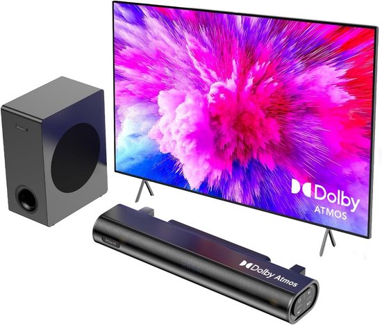 Krachtige 2.1 Soundbar met Subwoofers voor TV en Home Theater - Dolby Atmos Ondersteuning