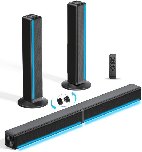 Krachtige Soundbar met RGB LED-verlichting en Afneembare Speakers