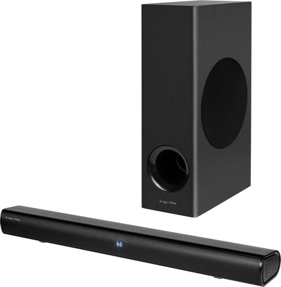 Krüger & Matz Planet 2.1 Compacte Televisie - Computer Soundbar met Vrijstaande Subwoofer - Wandmontage - HDMI Arc / Bluetooth / Aux / USB - Zwart van Krüger
