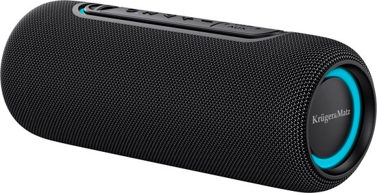 Krüger & Matz Street Draadloze Draagbare Bluetooth 5.0 Speaker - Waterdicht IPX5 - RGB Verlichting - TWS Functie - 20W - Zwart van Krüger
