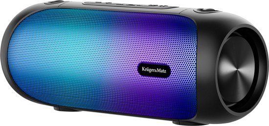 Krüger & Matz Street XL Draadloze Draagbare Bluetooth Speaker Met FM Radio - RGB Verlichting - TWS Functie - Waterdicht - 30W - Zwart van Merkloos