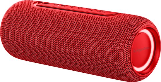 Krüger&Matz Street Draadloze Draagbare Bluetooth 5.0 Speaker - Waterdicht IPX5 - RGB Verlichting - TWS Functie - 20W - Rood van Merkloos