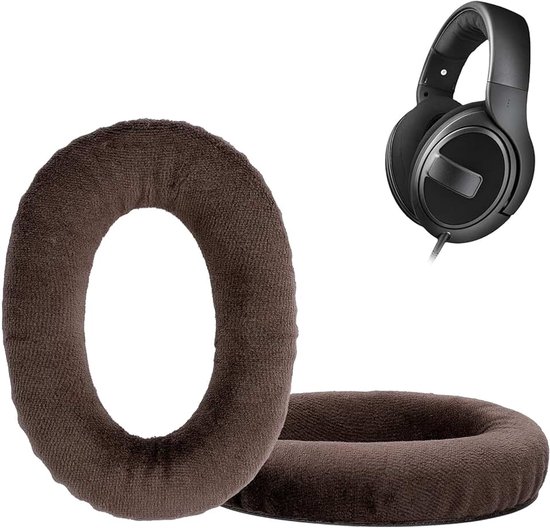Kwmobile 2x fluwelen oorkussens compatibel met Sennheiser HD 559/569 / 599 koptelefoons - Kussens voor over-ear-koptelefoon in bruin