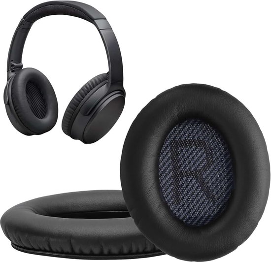 Kwmobile 2x oorkussens compatibel met Bose Quietcomfort 35 35II 25 15 / QC35 QC35II QC25 QC15 oorkussens - Earpads voor koptelefoon - Kunstleer en schuim in zwart