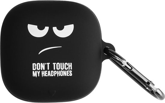 Kwmobile case compatibel met Anker Soundcore Liberty 5 - Hoesje voor oordopjes in wit/zwart/zwart - Don't Touch My Headphones