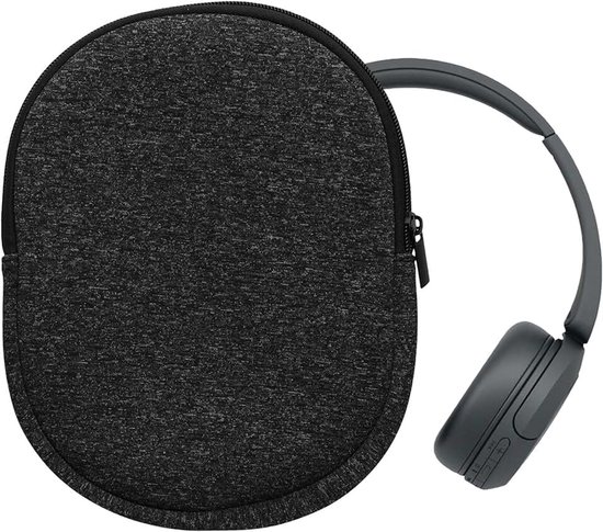 Kwmobile hoes compatibel met Sony WH-CH520 / WH-CH510 / MDR-ZX110-22,5 x 17 cm - Beschermhoes voor headset in antraciet/wit - Van neopreen