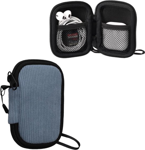 kwmobile In-Ear Oordopjes Etui compatibel met in-ear Headphones Hoes – Cord Cover Case – 6 x 9 cm Afmetingen - vintage blauw