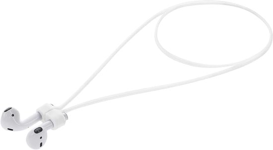 kwmobile magnetisch koord compatibel met Apple Airpods 1/2 / 3/4 / Pro 1 / Airpods Pro 2 - Siliconen strap voor draadloze oordopjes - 80 cm lang - In wit