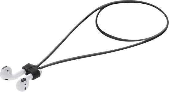 kwmobile magnetisch koord compatibel met Apple Airpods 1/2 / 3/4 / Pro 1 / Airpods Pro 2 - Siliconen strap voor draadloze oordopjes - 80 cm lang - In zwart