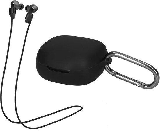 kwmobile set case & koord voor oordopjes - Compatibel met JBL Live Pro Plus - 2x 70 cm - In zwart/zwart