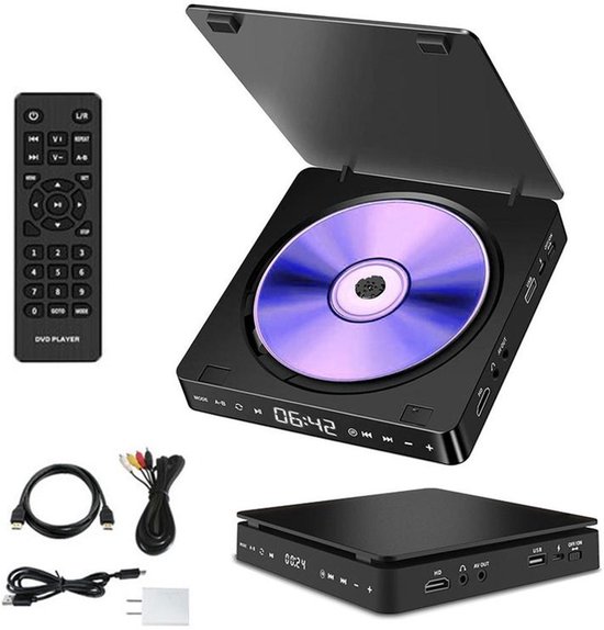 KZQ Draagbare dvd-speler - Externe dvd-/cd-speler - Tv-dvd-speler - Ondersteunt 1080p HD-videoweergave - HDMI/USB/AV-interfaceaansluiting - Touchscreen en draadloze streamingfunctie - Voor thuis, kantoor en entertainmentruimtes