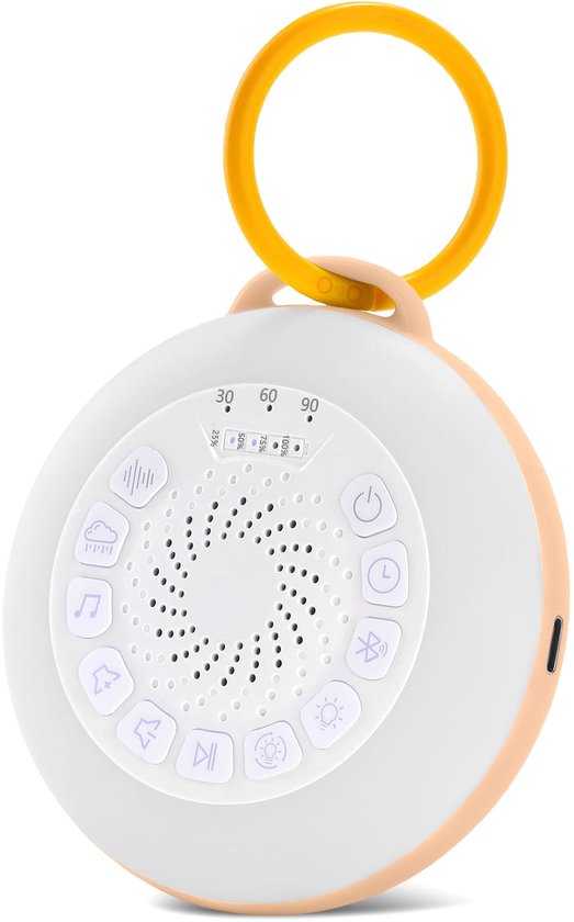 KZQ Draagbare Geluidsmachine En Bluetooth Speaker Met 26 Rustgevende Geluiden En 7 Kleuren Nachtlampje Voor Baby En Volwassenen Oranje van kzq