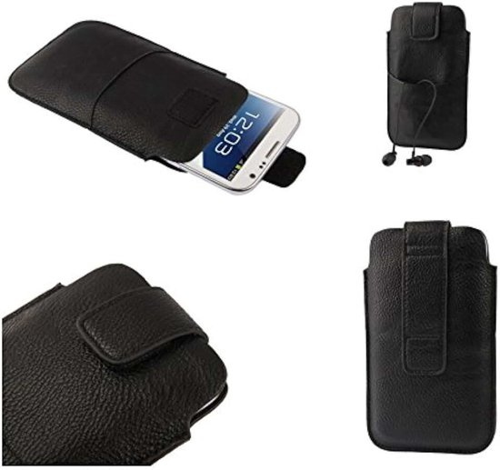 Leather cover adhesive fabric closure front pocket voor ONYX BOOX PALMA (2023) - Black