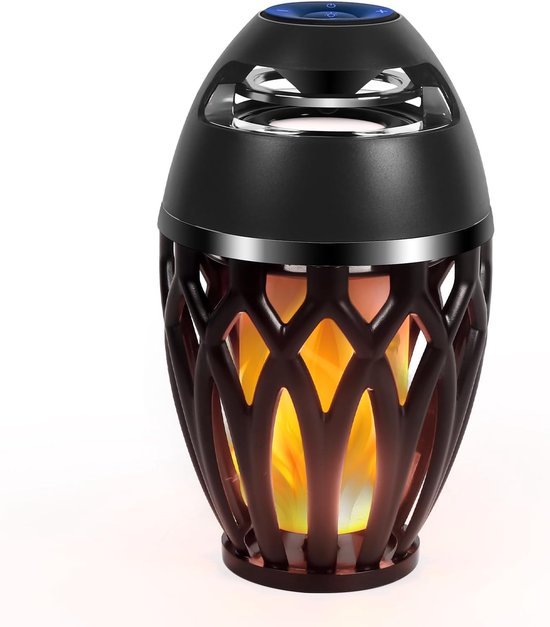 LED Vlam Buiten Bluetooth Speaker - IPX5 Waterdicht - Bluetooth 5.0 - Voor Kamperen Feest En Decoratie - Zwart