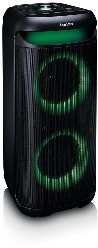 Lenco Bluetooth Party Speaker - PA-210BK - 100W - 12 uur accu - TWS - LED-Lichteffecten van Merkloos