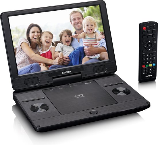 Lenco Draagbare DVD Speler BRP-1150BK - 11.5 inch scherm - Draaibaar - Oplaadbare Accu en 12V stroomkabel - Zwart