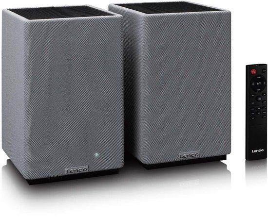 Lenco Hifi Speaker - Boekenplank speakers met Bluetooth - 80W - 2 stuks - Stereo set - SPB-240BKGY - Zwart/Grijs van Lenco