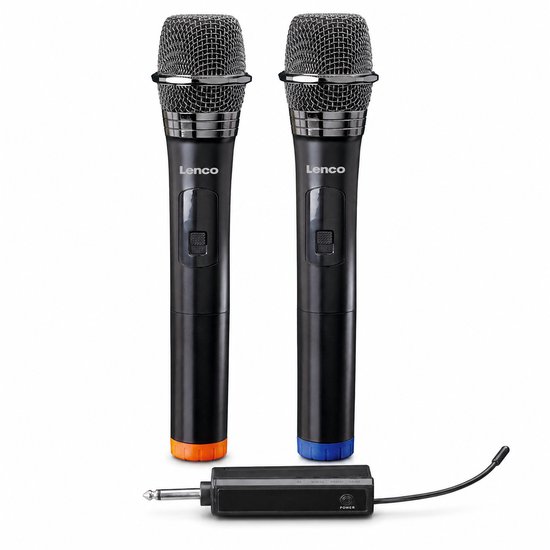 Lenco Microfoon Draadloos - Microfoon - MCW-020BK - Set van 2 Draadloze Microfoons met 6,3 mm ontvanger - Plug & Play - Zwart