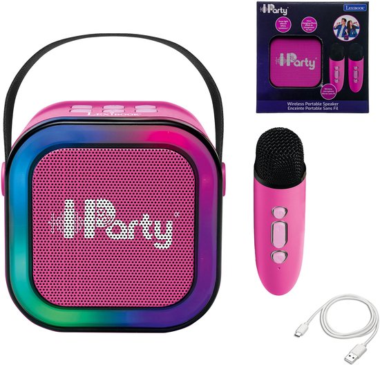 Lexibook, IParty, Draagbare Karaokespeaker 2 Draadloze Microfoons Licht, Roze, BTC020PKZ