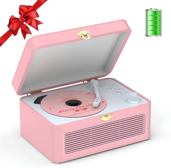 Lìon® CD Speler Draagbare - CD Speler - Draagbare Bluetooth CD Speler - Roze - 25cm x 19cm x 15cm