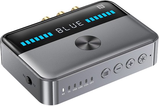 longziming -Bluetooth 5.3 Audio Adapter met RX/TX Functie – Draadloze Zender en Ontvanger – Lange Batterijduur – Inclusief 3,5mm en RCA Kabels van Merkloos