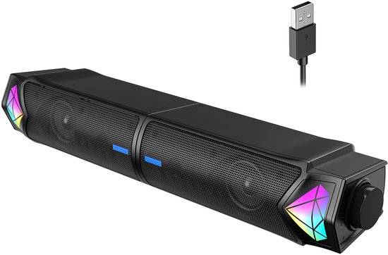longziming -Soundbar - Bluetooth Luidspreker - 3D-Paneelvorm Met RGB-Verlichting En Afneembare Design - 1 - Voor Bureau/Thuisgebruik Zwart van Longziming