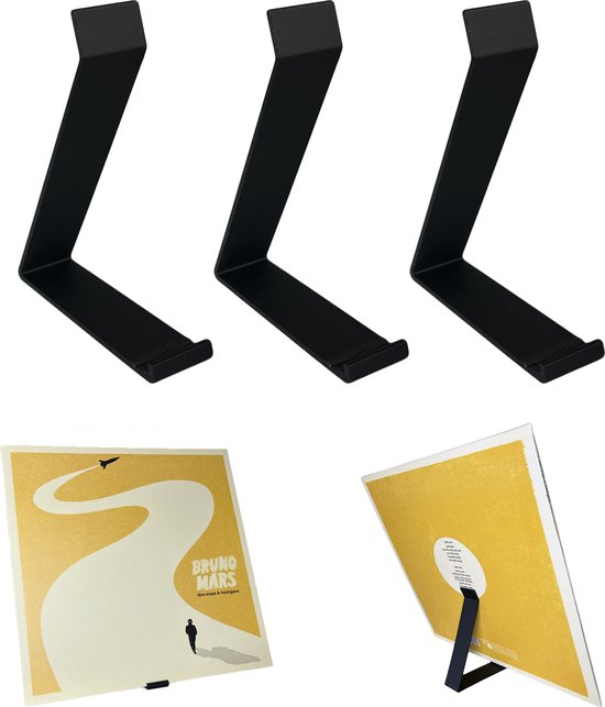 LP Standaard - 3 Stuks - Zwart - Platenhouder - Vinyl rek - LP Display