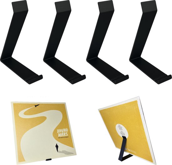 LP Standaard - 4 Stuks - Zwart - Platenhouder - Vinyl rek - LP Display