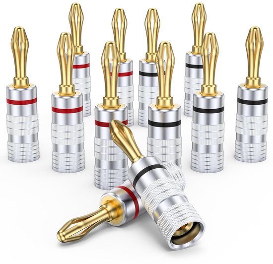 Luidspreker banana plugs - 24K verguld - 6 paar - optimale geluidsverbinding - ShopVlot