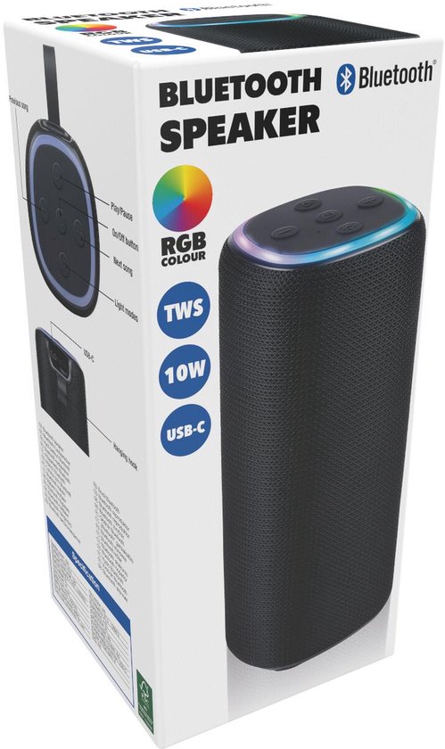 Luidspreker bluetooth 10W RGB van Merkloos