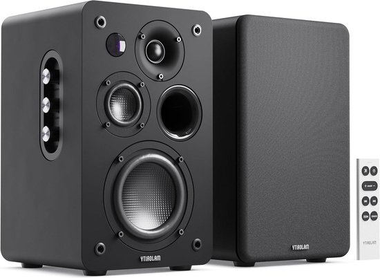 Luidspreker Boxen - Actieve Speakers - Muziek Streamen - 100W Koolstofvezel Drivers - 17 x 18 x 27.5 cm - Zwart
