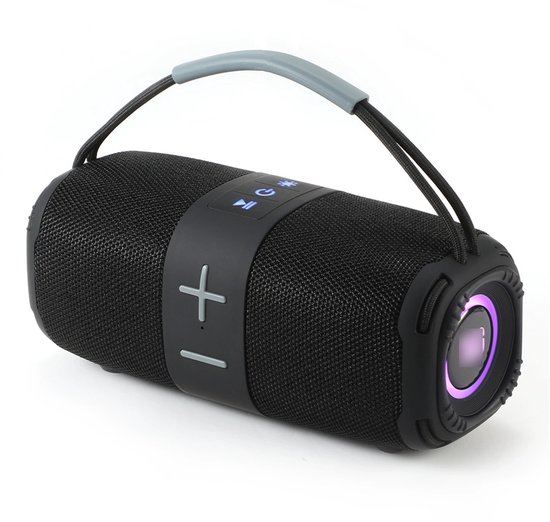 Luidspreker - Feestluidspreker - Draagbare Bluetooth-luidspreker - 23,5 x 9,9 x 10 cm - Met verlichting - 10W stereo met hoog volume - Kleine draadloze luidspreker - Ondersteunt TWS-koppeling - Geschikt voor thuis, feestjes, buiten, strand - Zwart