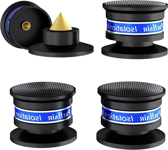 Luidspreker Isolatie Spikes - Trillingsdempers Voeten - Audio Verbetering - Hoge Dichtheid Aluminium - 44.5 mm OD - Aluminium Zwart
