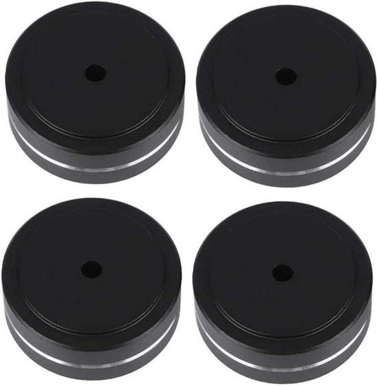Luidspreker Isolatie Voeten Pads - Aluminium - Schokabsorptie - 40x15mm - Audio Versterker - Geschikt voor Speaker - Zwart - 4 Stuks. van Merkloos