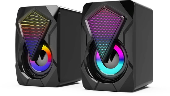 Luidspreker - RGB Verlichting - 3.5mm Audio Kabel - Luidsprekers voor PC - Plug & Play - Zwart van Merkloos