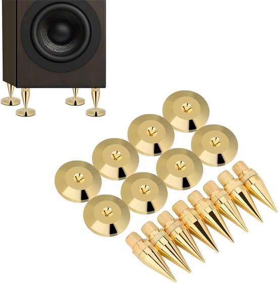 Luidspreker spikes set van 8 stuks voor betere isolatie 6 x 36 mm - koper - deurmat - platenspeler koffer van Merkloos