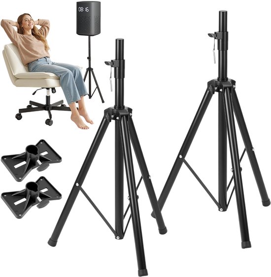 Luidspreker Standaard - Speakerstatief Uitschuifbare - Projectorstandaard - 2 Stuks - 90-180 cm Hoogte Verstelbaar - Antislipvoetjes - Voor Thuisbioscoop & Vergaderruimte & Muziekkamer