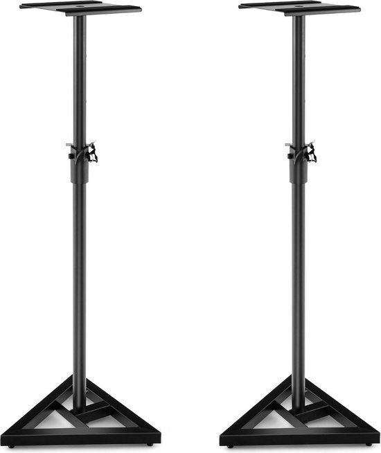 Luidspreker Statieven In Hoogte Verstelbaar 97-157 cm - Set Van 2 Luidspreker Standaard - Driehoekige Basis - Vierkant Platform - Antislipstickers