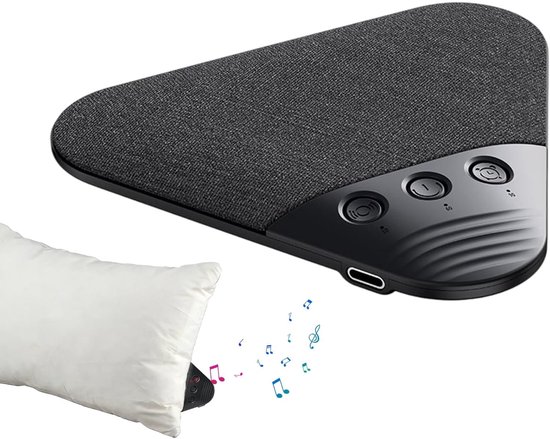 Luidspreker voor onder het kussen, Bluetooth-kussenluidspreker, mini draagbare slaaphulp met witte ruis, draadloos slaaphulpmiddel met timer voor witte ruis, geschikt voor kinderen en volwassenen (zwart). van Merkloos