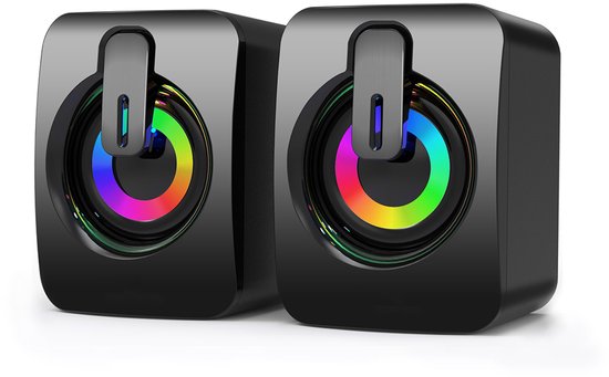 Luidsprekers voor PC - RGB Verlichting - Plug & Play - 3.5mm Audio Kabel - Zwart van Merkloos
