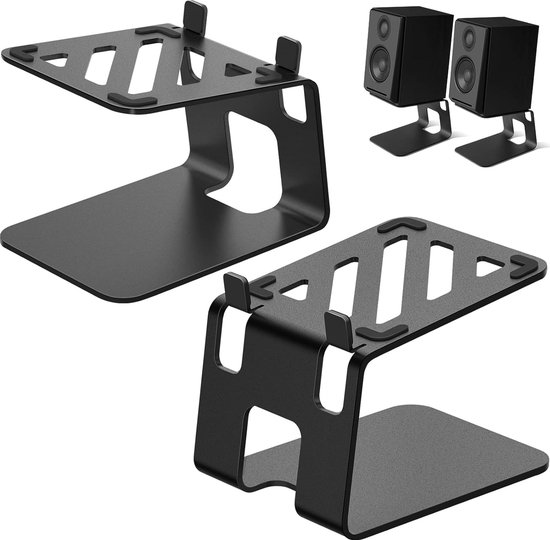Luidsprekerstandaard, metalen luidsprekerstandaard, bureau, 1 paar, speciaal kanteldesign, metalen speaker, standaard, boxstandaard voor computerluidsprekers, zwart van Muzilife