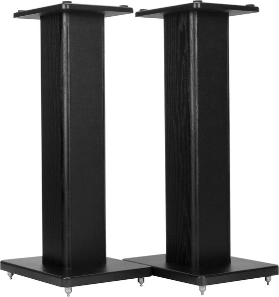 Luidsprekerstandaard Set - Vloerstandaards - Geluid Verbeteren - Zandvulling Anti-Resonantie - 60 cm Hoog - Zwart Houtnerf