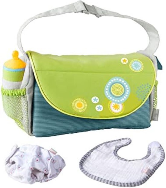 Luiertas pop - Verzorginstas pop - Pop verzorgingsset - Luiertas speelgoed - 26 x W 12 x H 15 cm - ‎Groen van Lifesgoods