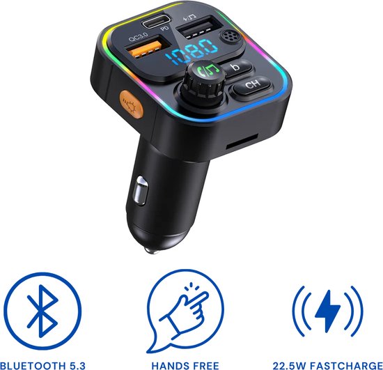 LumiWay Bluetooth FM Transmitter - Audio Reciever - Auto Adapeter / Ontvanger van Merkloos