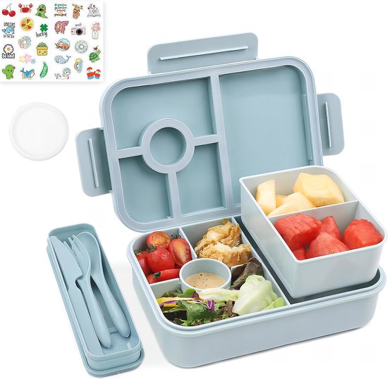 Lunchbox voor kinderen en volwassenen met 4 vakken, lekvrij en bento design - 1300 ml van Bloc.