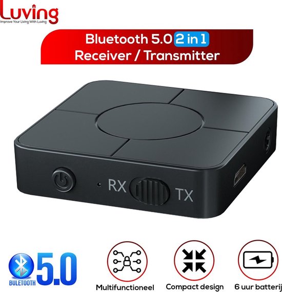 Luving™ - KN326 - Bluetooth Ontvanger - Bluetooth Zender - Transmitter & Receiver - 3.5MM AUX /RCA - Handsfree Bellen van Merkloos