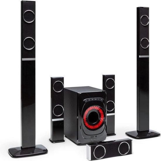 Luxe Thuisbioscoop Set – Home Cinema – Speakersets – Surround Set – Draadloos – Bluetooth – Beamer – Incl. Afstandsbediening – Zwart van Merkloos