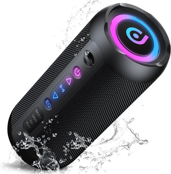 Lzwintrading - Bluetooth Speaker Draadloos - IP67 Waterproof - Draagbare Outdoor Mini Luidspreker - Sterke Bas met Basradiatoren - 30 Uur Afspeeltijd - Geschikt voor Badkamer, Kamperen, Fietsen